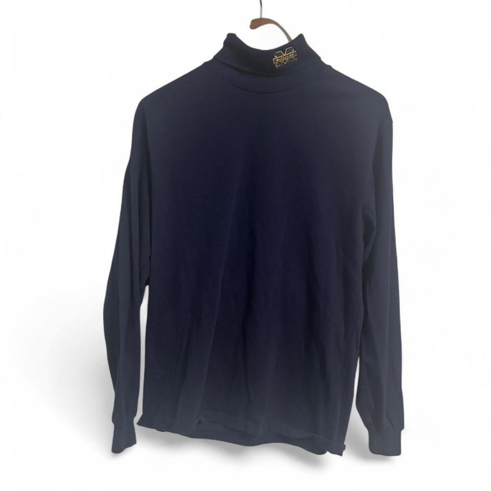 Men's navy blue embroidered Michigan turtle neck by Cross‎ Creek size Large